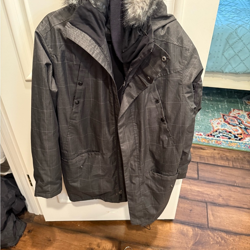 Oakley Charcoal Puffer Jacket with Fur Hood